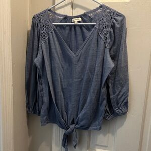 Max Studio Blue Crochet Detail Blouse